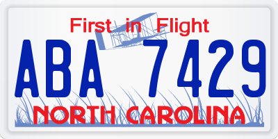 NC license plate ABA7429