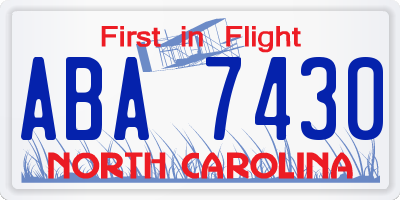 NC license plate ABA7430