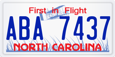 NC license plate ABA7437