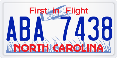 NC license plate ABA7438