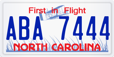 NC license plate ABA7444