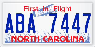 NC license plate ABA7447