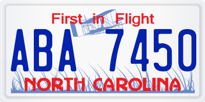 NC license plate ABA7450