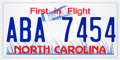 NC license plate ABA7454
