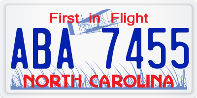 NC license plate ABA7455