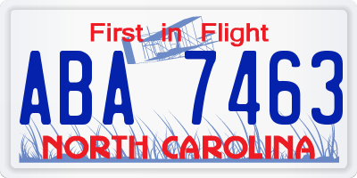 NC license plate ABA7463