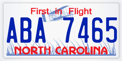 NC license plate ABA7465