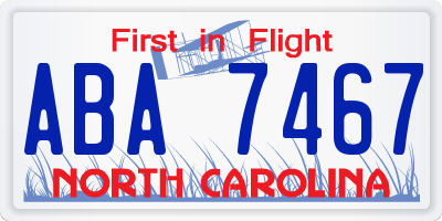 NC license plate ABA7467