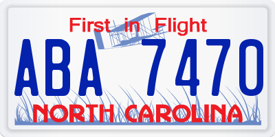 NC license plate ABA7470