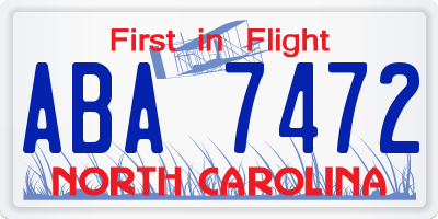 NC license plate ABA7472