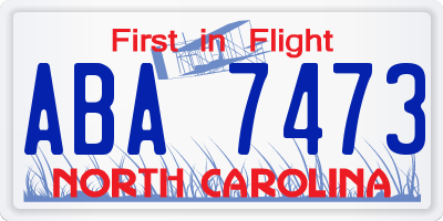 NC license plate ABA7473