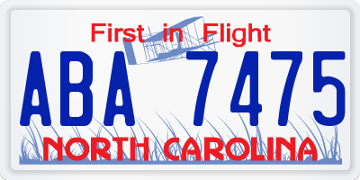 NC license plate ABA7475