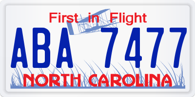 NC license plate ABA7477