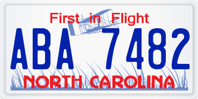 NC license plate ABA7482