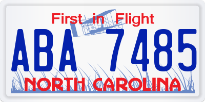 NC license plate ABA7485