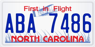 NC license plate ABA7486
