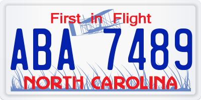 NC license plate ABA7489