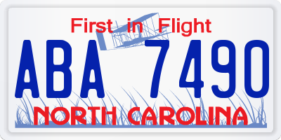 NC license plate ABA7490