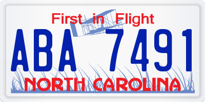 NC license plate ABA7491