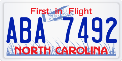 NC license plate ABA7492