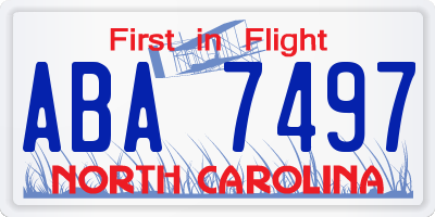 NC license plate ABA7497