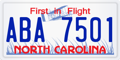 NC license plate ABA7501