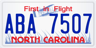 NC license plate ABA7507