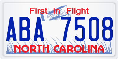 NC license plate ABA7508