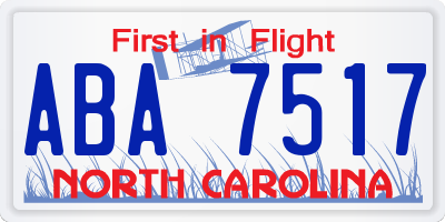NC license plate ABA7517