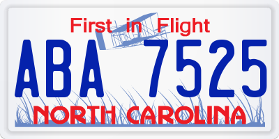 NC license plate ABA7525