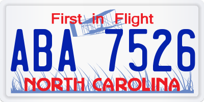 NC license plate ABA7526