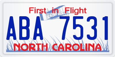 NC license plate ABA7531