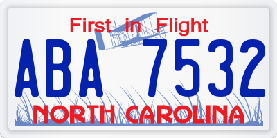 NC license plate ABA7532