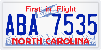 NC license plate ABA7535