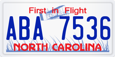 NC license plate ABA7536