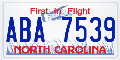 NC license plate ABA7539