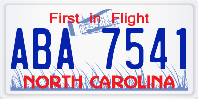 NC license plate ABA7541