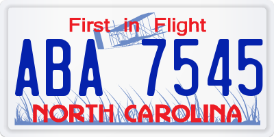 NC license plate ABA7545