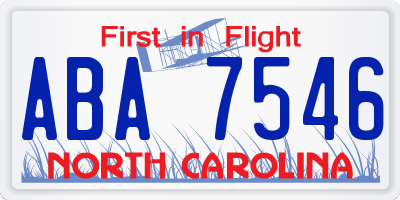 NC license plate ABA7546