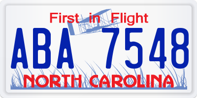 NC license plate ABA7548