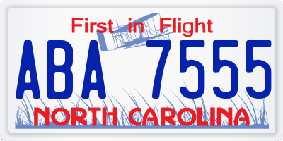 NC license plate ABA7555