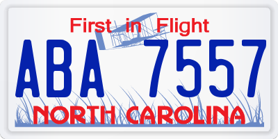 NC license plate ABA7557