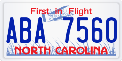 NC license plate ABA7560