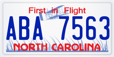 NC license plate ABA7563