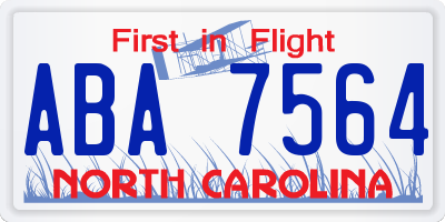 NC license plate ABA7564