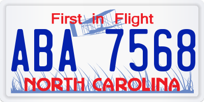 NC license plate ABA7568