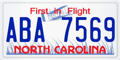 NC license plate ABA7569