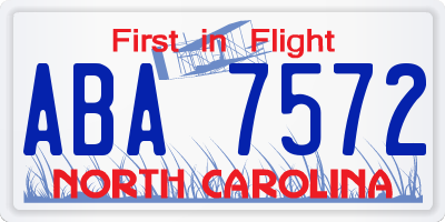 NC license plate ABA7572