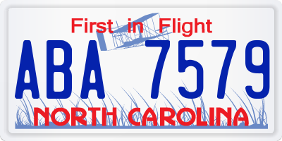 NC license plate ABA7579