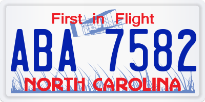NC license plate ABA7582